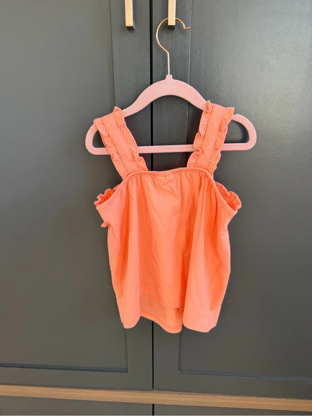 Janie and Jack Coral Ruffle Strap Cotton Tank with Embroidered Band